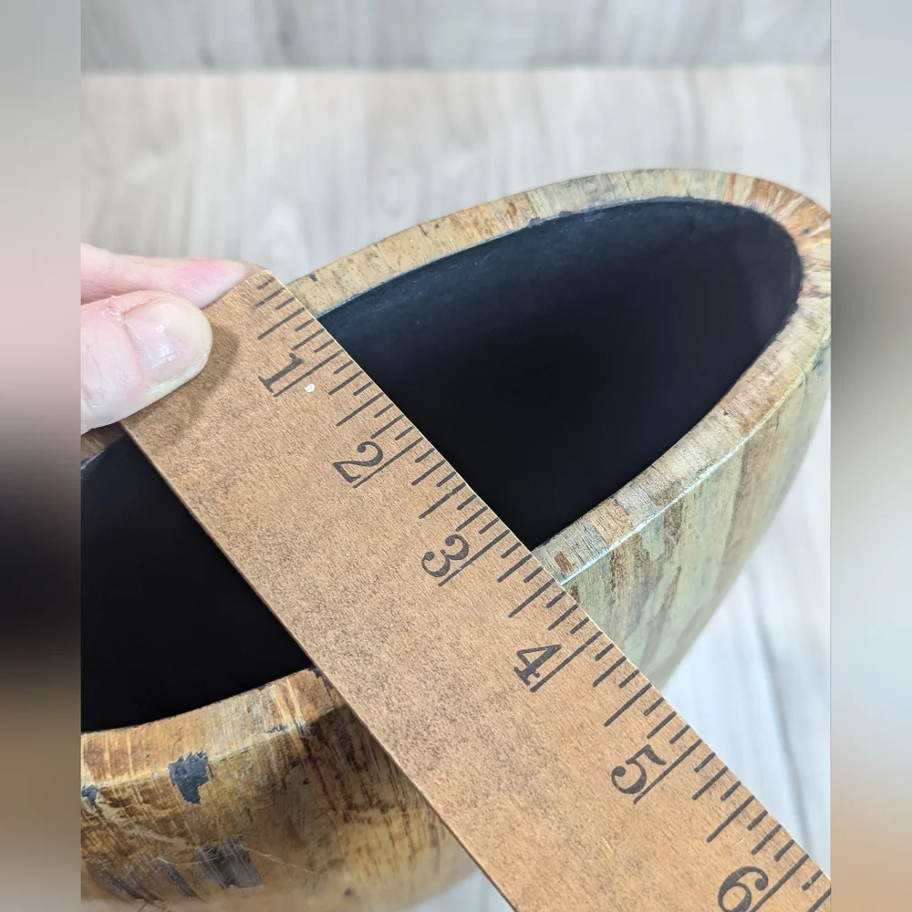 Crate & Barrel Butari Grand Wood Vase 10#s BOHO RUSTIC Southwestern